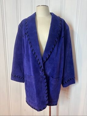 Vintage Purple Suede Jacket | Statement Oversized Blazer | Size L/XL estimated